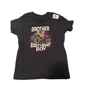 NWOT Toddler Size Black Short Sleeve T Shirt Brother of the Birthday Boy Size 2T